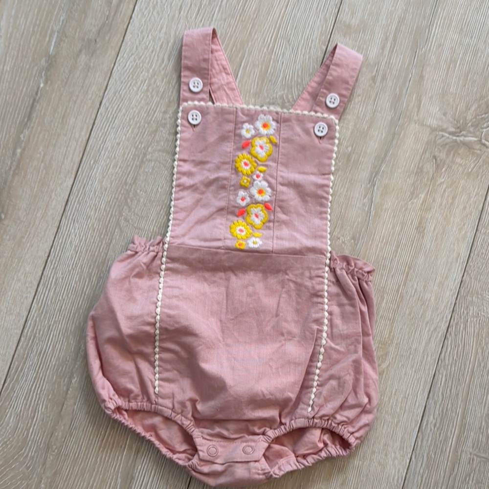 Pink Embroidered Kids Romper